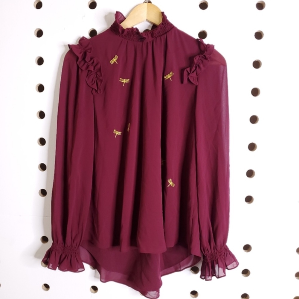 Ted Baker sugar Plum Embellished Blouse Top Size 2